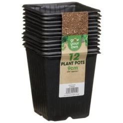 B&M Black Plant Pots 12pk 7 B&M Black Plant Pots 12pk -Magic Garden 319025 grow your own 12 plant pots 9cm1