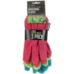 B&M Rolson Gardening Gloves 3pk -Magic Garden 330111 rolson gardening gloves 3pk pink green blue1