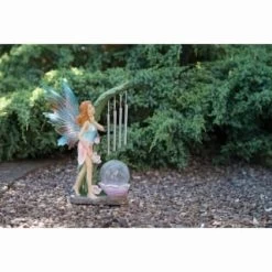Solar Powered Garden Fairy With Wind Chime