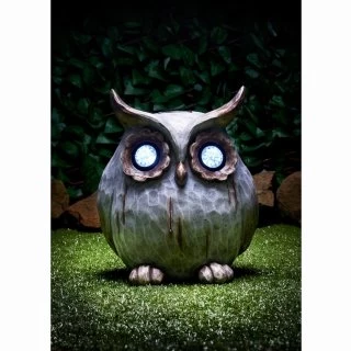 B&M Stone Effect Owl With Crystal Light Eyes 2 B&M Stone Effect Owl With Crystal Light Eyes