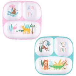 B&M Little Safari Small Kids Platter - Pink -Magic Garden 334212 334213 small kids platter group