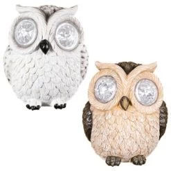 B&M Solar Resin Owl With Crystal Eyes - Brown -Magic Garden 342059 crystal eyes owl group