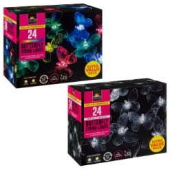 B&M 24 Solar LED Butterfly String Lights - White -Magic Garden 353457 24 string lights butterfly group