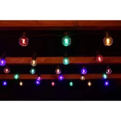 Solar Powered Bulb String Lights 50pk - Multicolour -Magic Garden 366397 50pk clear bulb string lights multi colour