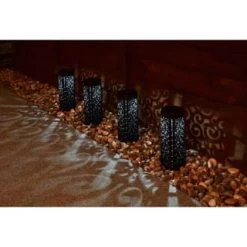 Solar Powered Bali Design Post Light 4pk -Magic Garden 366409 4pk bali design post lights 2