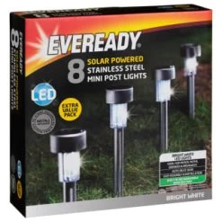 Eveready Mini Solar Lighting Posts 8pk - Colour Changing 8 Eveready Mini Solar Lighting Posts 8pk - Colour Changing -Magic Garden 366414 8pk eveready soloar powered mini post lights bright white