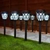 Solar Powered Windsor Black Post Lights - White 8pk -Magic Garden 366418 8pk windsor post lights white led