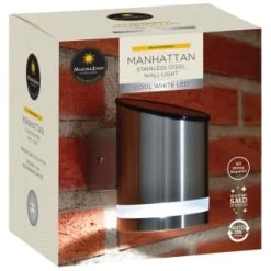 Manhattan Solar Powered Wall Light -Magic Garden 366488 masoon and jones manhattan solar powered stainless steel wall light cool white led