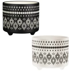 B&M Urban Eden Embossed Footed Planters 3pk - Black 11 B&M Urban Eden Embossed Footed Planters 3pk - Black -Magic Garden 366531 3pk urban eden plant pot on tripod stand group