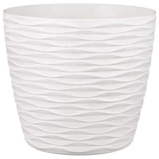 B&M Wave Effect Plastic Plant Pot - White 3 B&M Wave Effect Plastic Plant Pot - White