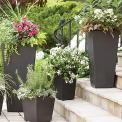 B&M Sonata Planter 71cm - Slate -Magic Garden 377687 377689 377691 377694 377698 377702 sonata planter slate pewter 33cm 50cm 70cm 3 5