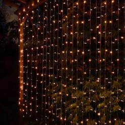 Solar Powered LED Curtain 180cm - 266 Warm White Lights
