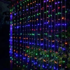 Solar Powered LED Curtain 180cm - 266 Multicolour Lights