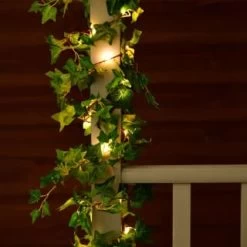 Solar Powered 5m Artificial Ivy Leaf Garland 60pk - Warm White LED -Magic Garden 379256 botanical garden 5m solar powered artificial ivy leaf garland 60 warm white leds 5