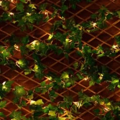 Solar Powered 5m Artificial Ivy Leaf Garland 60pk - Warm White LED