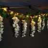 Solar Powered 180cm Artificial Leaf Garland With Wisteria Flowers - Warm White -Magic Garden 379258 180cm solar powered artificial leaf garland with wisteria flowers 20 warm white micro leds 2