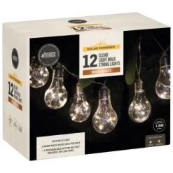 Solar Powered 12 Clear Light Bulb String LED Lights - Warm White -Magic Garden 379260 12 solar powered clear light bulb string lights 2