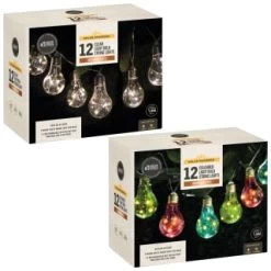 Solar Powered 12 Clear Light Bulb String LED Lights - Warm White -Magic Garden 379260 379261 12 solar powered light bulb string lights group