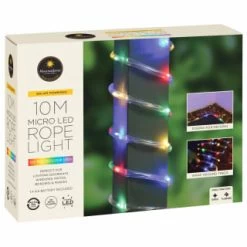 Solar Powered 10m Micro LED Rope Light - Multicolour -Magic Garden 379269 mason and jones 10m micro led rope lights multicolour 4