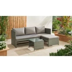 Sorrento Reversible Rattan Effect Corner Sofa Set 2pc -Magic Garden 379294 379446 sorrento reversible rattan corner set 3