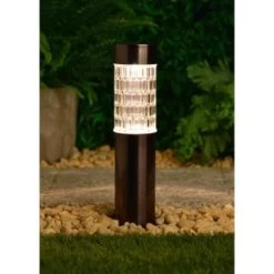 B&M Glass Top Solar Post Light -Magic Garden 379310 glass top solar post light black nickle 3