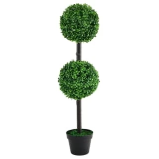 Solar Powered Two Ball Topiary Tree - White LED 93cm 3 Solar Powered Two Ball Topiary Tree - White LED 93cm