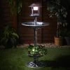 4-in-1 Bird Bath With Planter & Solar Light - Pewter -Magic Garden 379482 4 in 1 pewter bird bath feeder solar light planter 2