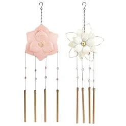 B&M Flower Windchime - Pink -Magic Garden 379613 boho garden flower tubular windchime group