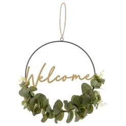 B&M Botanical Garden Hanging Hoop With Slogan -Magic Garden 379615 botanical garden metal hoop with gold wording and leaves welcome