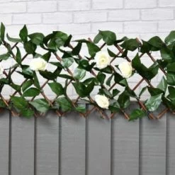 Expanding Artificial Rose & Leaf Trellis 180 X 30cm -Magic Garden 379970 expanding leaf trellis with roses 180x30cm 3