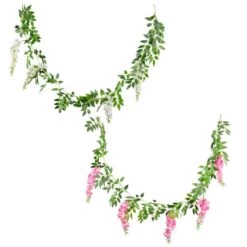 B&M Artificial Wisteria Garland 180cm - Pink -Magic Garden 379981 wisteria garland 180cm group