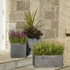 B&M Small Square Planter - Pewter -Magic Garden 381626 381627 381629 slate pewter trough large and small square 2