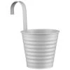 B&M Ribbed Matt Tin Hooked Pot Planter - Grey -Magic Garden 382182 simply garden ribbed tin decorative pot with handle grey
