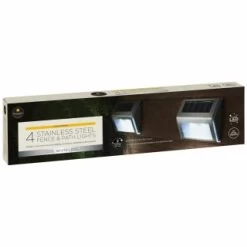 Solar Powered Stainless Steel Fence Lights 4pk 7 Solar Powered Stainless Steel Fence Lights 4pk -Magic Garden 382952 4pk mason and jones stainless steel fence and path lights 2