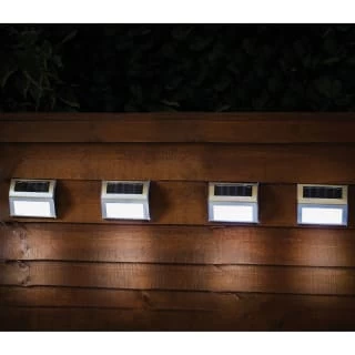 Solar Powered Stainless Steel Fence Lights 4pk 3 Solar Powered Stainless Steel Fence Lights 4pk