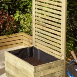 Aston Rectangular Lattice Planter -Magic Garden 385865 aston rectangular planter with trellis 3