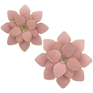 B&M Flower Wall Plaques 2pk - Pink 4 B&M Flower Wall Plaques 2pk - Pink - Image 2