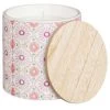 B&M Ceramic Candle With Wooden Lid - White -Magic Garden 392775 large printed ceramic candle with wooden lid white 2