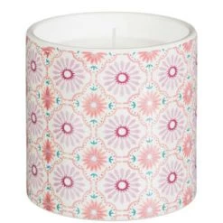 B&M Ceramic Candle With Wooden Lid - White -Magic Garden 392775 large printed ceramic candle with wooden lid white 3