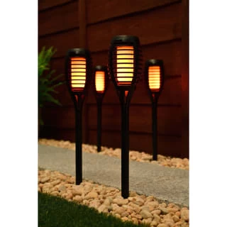 Morocco Solar Powered Flame Effect Post Lights 4pk 4 Morocco Solar Powered Flame Effect Post Lights 4pk - Image 2
