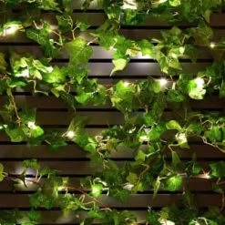 Solar Powered Artificial Ivy Garland 5m -Magic Garden 392926 5m ivy garland with 60 warm white solar leds 21