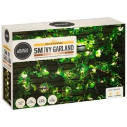 Solar Powered Artificial Ivy Garland 5m -Magic Garden 392926 5m ivy garland with 60 warm white solar leds 4