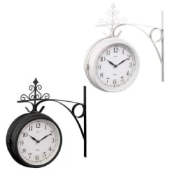 B&M Outdoor Dual Sided Station Clock - Cream -Magic Garden 392937 outdoor dual sided station clock group
