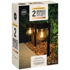 Monaco Solar Powered Post Lights 2pk -Magic Garden 392976 monaco solar powered post lights 3