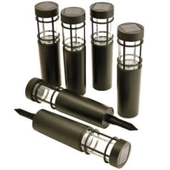Cambridge Solar Powered Tube Post Lights 6pk -Magic Garden 392998 6pk cambridge solar powered tube post lights 2