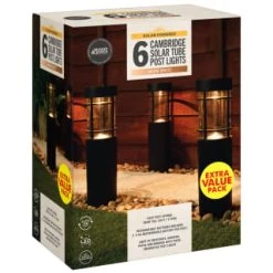 Cambridge Solar Powered Tube Post Lights 6pk -Magic Garden 392998 cambridge solar powered tube post lights 6pk 3