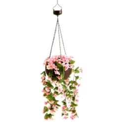 Solar Powered Artificial Floral Hanging Basket 9 Solar Powered Artificial Floral Hanging Basket -Magic Garden 393030 solar powered artificial floral hanging basket 3