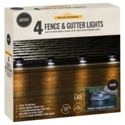 Solar Powered Fence & Gutter Lights - Black 4pk -Magic Garden 393085 4pk solar powered fence and gutter lights black 3