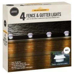 Solar Powered Fence & Gutter Lights - White 4pk -Magic Garden 393086 4pk solar powered fence and gutter lights white 3