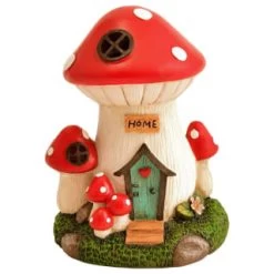 B&M Assorted Mushroom House Ornament With Glowing Solar Light -Magic Garden 393429 mushroom house ornament with glowing solar light